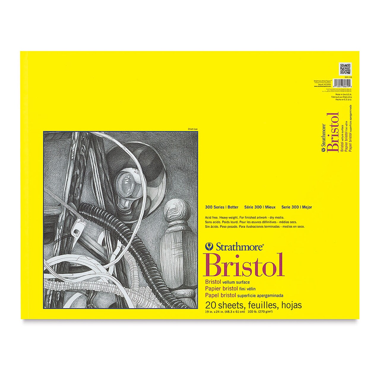 Strathmore 300 Series Bristol Pad - 19" x 24", Vellum, 20 Sheets